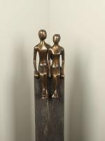 Bronzen beeld Koppel groot zit