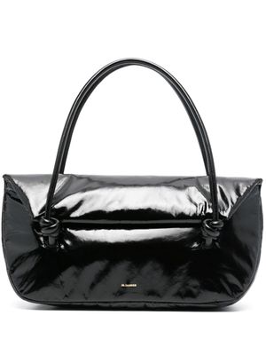 Jil Sander sac à main en cuir verni - Noir