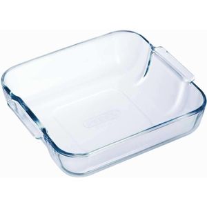 Vierkante glazen ovenschaal 2 liter 21 x 21 x 6,5 cm   -