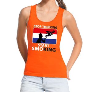 Oranje Stop thinking start smoking tanktop / mouwloos shirt dame