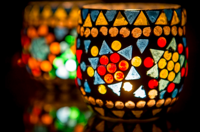 Waxinehouder mozaiek bol - Cantara - multi-colour grijs