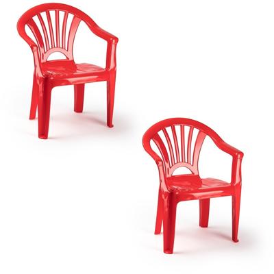 Plasticforte Stoeltje voor kinderen - 2x - rood - 50 cm - binnen en buiten - kunststof