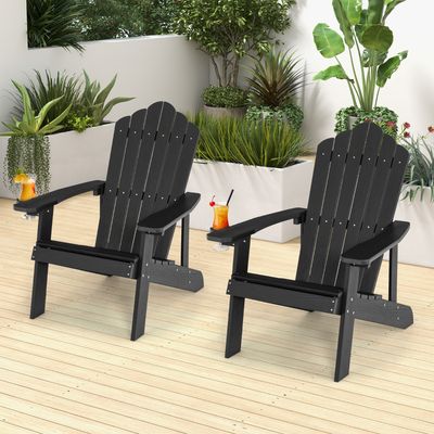 Adirondack Stoel met Bekerhouder Weerbestendige Tuinstoel Tuinstoel van Kunststof Outdoorstoel 170 kg