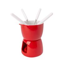 Cosy & Trendy Fondue set - Chocolade - rood - porselein - Dia 11 cm Cosy & Trendy Fondue set - Chocolade - rood - porselein - Dia 11 cm