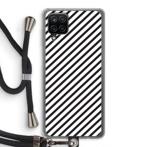 Strepen zwart-wit: Samsung Galaxy A12 Transparant Hoesje met koord