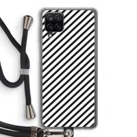 Strepen zwart-wit: Samsung Galaxy A12 Transparant Hoesje met koord