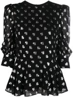 Karl Lagerfeld blouse évasée à motif monogrammé - Noir