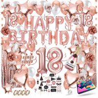 Fissaly® 18 Jaar Rose Goud Verjaardag Decoratie Versiering - Helium, Latex & Papieren Confetti Ballonnen - thumbnail