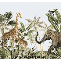 Designed4Kids wandvullend behang kinderkamer giraffe met jong-280 x 260 cm