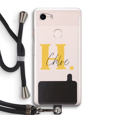 Amber Script: Pixel 3 Transparant Hoesje met koord