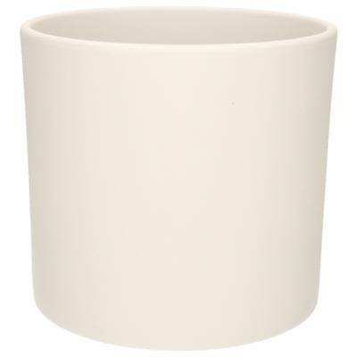 Bloem/planten pot - mat wit - keramiek - H21.5 x D23 cm - plantenpot
