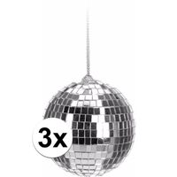 3x Kerstboom decoratie discoballen zilver 6 cm