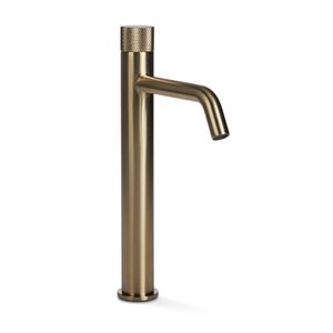 Wastafelkraan Blue Label Brondby Facet | Opbouw | Mengkraan | Hoog model | 1-hendel | Rond | Geborsteld goud PVD