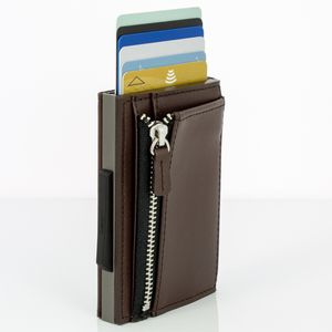 Ögon Cascade Zipper Wallet Titanium Dark Brown