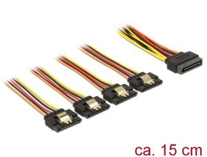 DeLOCK 60156 SATA-kabel 0,15 m SATA 15-pin 4 x SATA 15-pins Meerkleurig