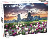 Tactic Puzzel Landscape: Old Mills and Tulips puzzel 500 stukjes - thumbnail