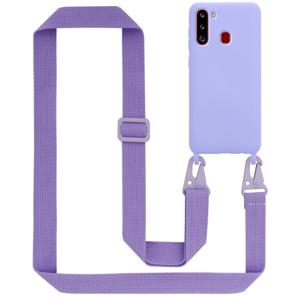 Cadorabo Mobiele telefoon ketting geschikt voor Samsung Galaxy A21 Hoesje in LIQUID LICHT PAARS - Silicone beschermhoes