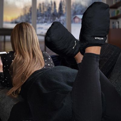 Magnetron Sloffen Deluxe - Zwart - Snel en Makkelijk Opgewarmde Pantoffels - One Size Fits All - Luxe Uitvoering - Lavendel Lijnzaad - Hot Feet Sloffen