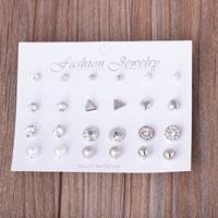 12 paar Sets geassorteerde meerdere Stud Earings sieraden Set met kaart voor vrouwen en Girls(Silver)