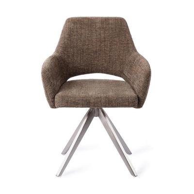 Jesper Home Yanai eetkamerstoel Checked Chestnut turn steel