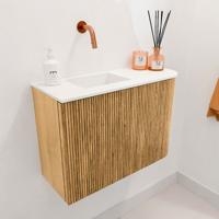 Toiletmeubel Mondiaz Joya | 61.6 cm | Meubelkleur Oak | Faye wastafel Talc Links | Zonder kraangat(en) Toiletmeubel Mondiaz Joya | 61.6 cm | Meubelkleur Oak | Faye wastafel Talc Links | Zonder kraangat(en)