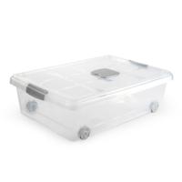 Plasticforte Opslagbak/box met deksel - 1x - 31L - 62 x 45 x 18 cm - transparant - met wielen