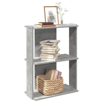 Boekenkast 3-laags 60x30x80 cm bewerkt hout betongrijs