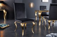 Elegante stoel MODERN BAROQUE zwart fluweel gouden poten van roestvrij staal - 42316
