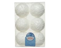 Snwbal foam d6cm wit glitter 6st - Ksd