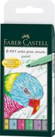 Faber Castell FC-167163 Tekenstift Faber-Castell Pitt Artist Pen Brush Etui A 6 Stuks Pastel - thumbnail
