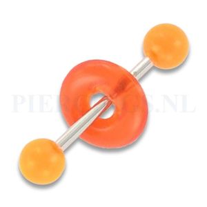 Tongpiercing acryl met donut oranje