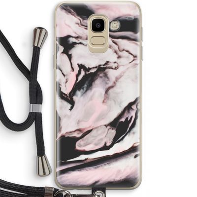 Roze stroom: Samsung Galaxy J6 (2018) Transparant Hoesje met koord