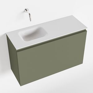 MONDIAZ OLAN 80cm toiletmeubel army. LEX wastafel talc links geen kraangat