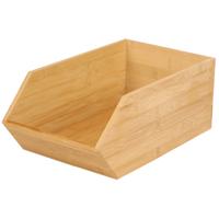 Stapelbare opbergmand 1 vaks - L18 x B31 x H12 cm - bamboe hout - lichtbruin - organizer