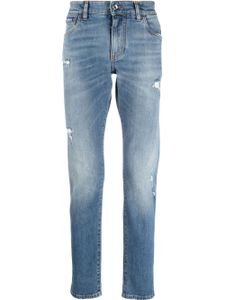 Dolce & Gabbana jean droit à effet usé - Bleu