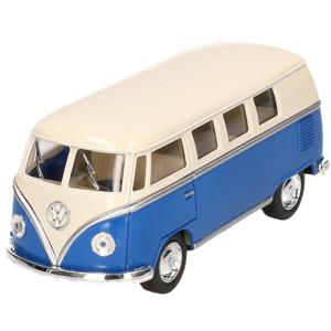 Modelauto Volkswagen T1 two-tone - blauw/wit - 13cm - speelgoed auto schaalmodel - miniatuur model