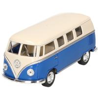 Modelauto Volkswagen T1 two-tone - blauw/wit - 13cm - speelgoed auto schaalmodel - miniatuur model - thumbnail