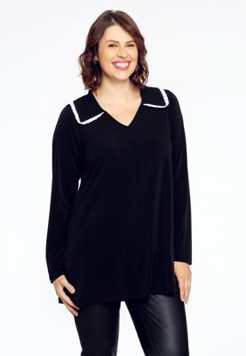 Yoek Tuniek flare Peter Pan kraag | Zwart | Maat 58/60
