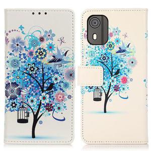 Nokia C02 Glam Series Portemonnee Hoesje - Bloeiende Boom / Blauw