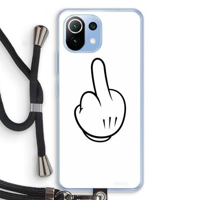 Middle finger white: Xiaomi Mi 11 Lite Transparant Hoesje met koord