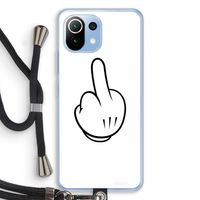 Middle finger white: Xiaomi Mi 11 Lite Transparant Hoesje met koord