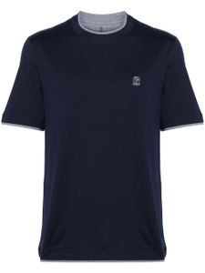 Brunello Cucinelli t-shirt à logo brodé - Bleu