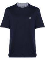 Brunello Cucinelli t-shirt à logo brodé - Bleu