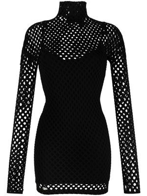 Philipp Plein robe mi-longue à superposition en résille - Noir
