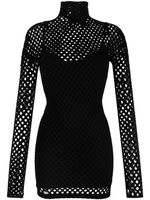 Philipp Plein robe courte en mesh à manches longues - Noir - thumbnail