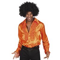 Oranje disco overhemden met rouches - thumbnail