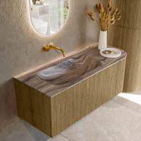 Badmeubel Mondiaz Kurve-Dlux | 115 cm | Meubelkleur Dusk | Wastafelkleur Sombra | Solid surface | Wasbak linker zijde spoelbak | Zonder kraangat(en)