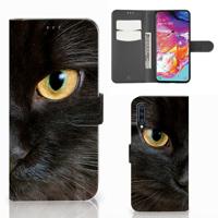 Samsung Galaxy A70 | Telefoonhoesje | Met pasjeshouder | Zwarte Kat