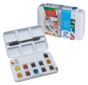 Van Gogh aquarelverf, pocket box met 12 halve napjes