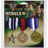Militaire medailles 3x stuks - verkleed accessoires - onderscheidingen - Fopartikelen - thumbnail